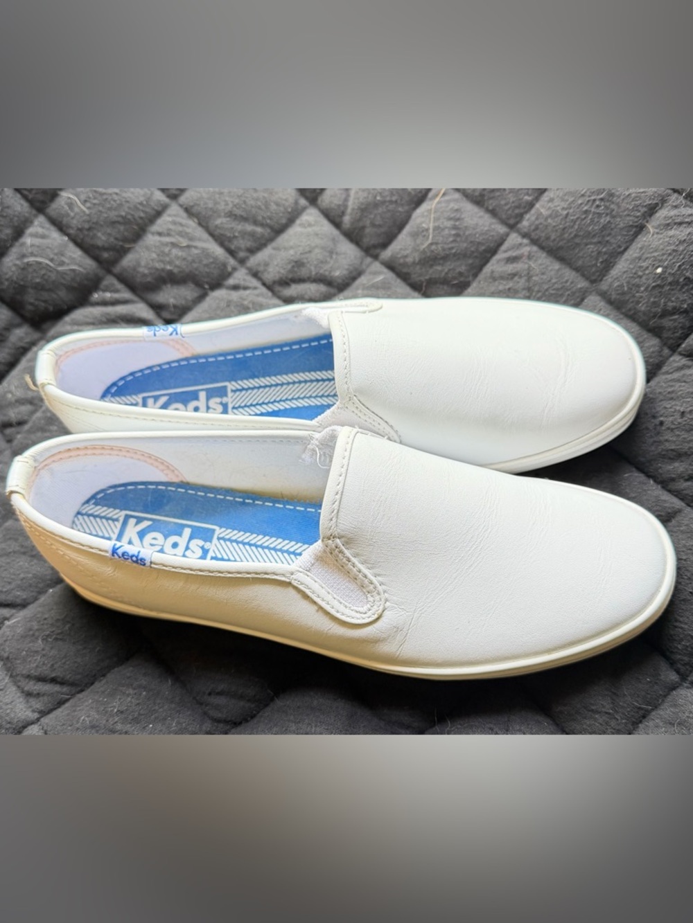 Keds White Slip-On Leather Sneakers, 6.5 - Picture 3 of 6